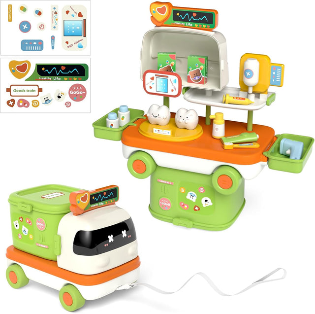 SOLMAN Doctors Set for Kids 3 year old,Dentist Toys for Kids 2 in 1,Medical Pretend Role Play Educational Toys for 3 4 5+ Year Old Children,3 4 5 6 Year Old Grils Boys Birthday Gifts.