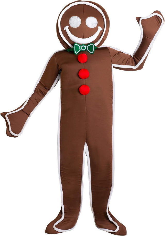 Iced Gingerbread Man Fancy Dress Costume for Adults, Christmas Cookie Fancy Dress Costume, Festive Holiday Party Jumpsuit.