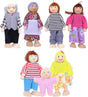 TOYANDONA Wooden Family Dollhouse People Set of 7 Small Dolls, Mini Family Figures for Dollhouse Little People House Pretend Play Figures Accessories for Toddlers Kids.