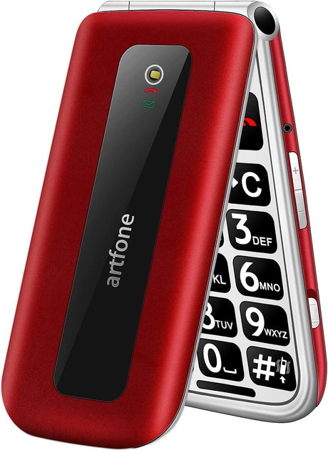 artfone Big Button Mobile Phone for Elderly, Senior Flip Phones Sim Free Unlocked Easy to Use Basic Cell Phones with 2.4" LCD Display | SOS Button | Talking Numbers | FM Radio | Torch |1200mAh Battery.