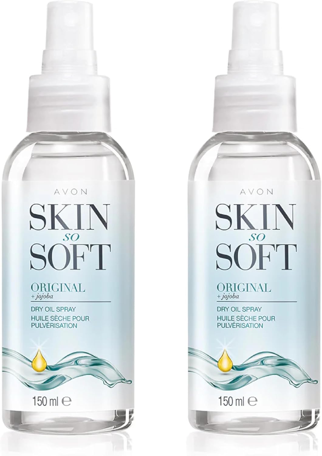 Avon Skin So Soft Dry Oil Spray 150ml | Locks in Moisture | Formulated with Jojoba Oil and Vitamin E | Quick Dry Formula | Cruelty Free,Clear.