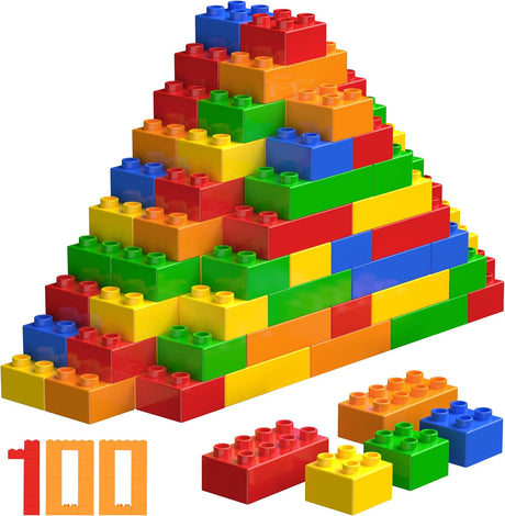 WYSWYG Big Building Blocks Sets for Age 3-5, Large Building Bricks Compatible with duplo Bricks and Major Brands, Kid Building Blocks for Ages 3 4 5 6, Big Blocks Gifts for Boys Girls,50PCS.