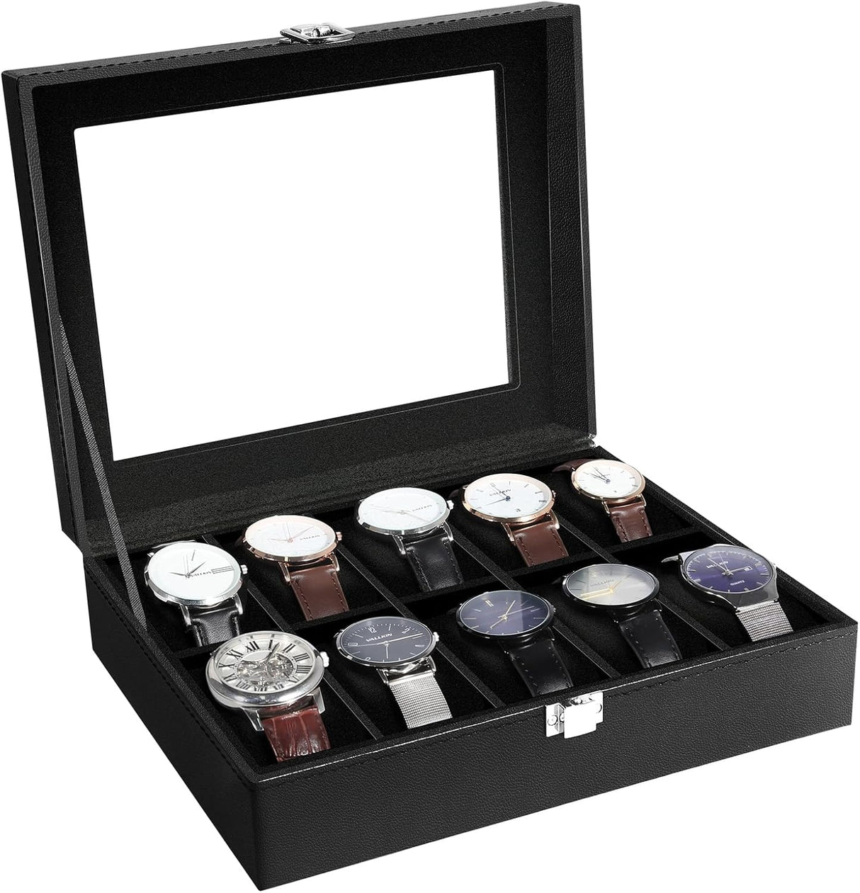 Uten Watch Boxes 6 Slots, Watch Display Storage Box PU Jewelry Collection Case Organiser Holder.