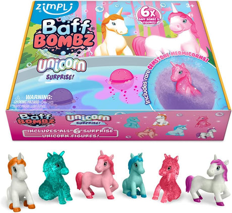 6 x Large 100g Unicorn Surprise Bath BombsFrom Zimpli Kids, 6 Surprise Unicorn Toys Inside! Xmas & Birthday Presents for Children, Bathtub Toys for Boys & Girls, Bubble Bath Bomb Gift Set.