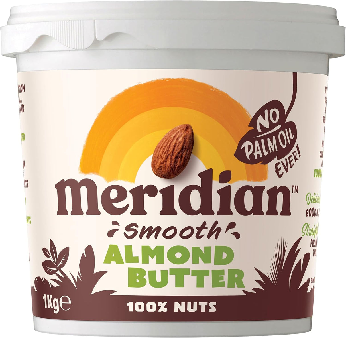 Meridian Smooth Almond Butter 1kg - Vegan Friendly, Free From Palm Oil, Made With 100% Nuts.