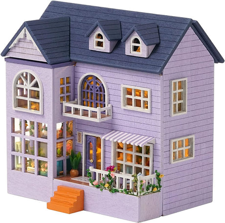 CUTEROOM Diy Dolls House Kit,Miniature Dolls House Kit with Furniture and LED Lights,Handmade Crafts Diy Miniature Room Kit for Teens Adult Gift (Molan House).