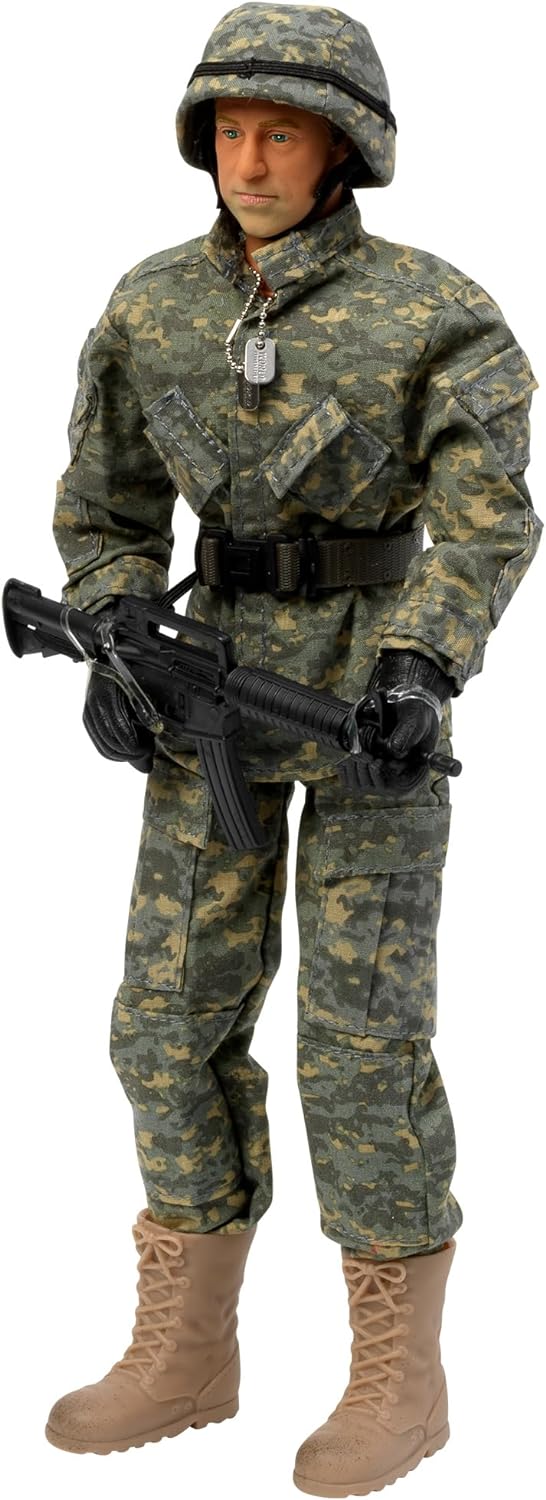 WORLD PEACEKEEPERS from Peterkin | 12" Airborne Infantryman Action Figure & Accessories | 1:6 Scale | Action Figures & Accessories | Ages 3+, Grey.