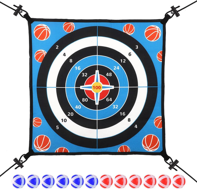 Trampoline Dart Board Game Accessory, Dart Board Game for Kids with 12 Sticky Balls Trampoline Toy Accessory Trampoline Toss Game for 8/10/12/14ft Trampolines Indoor Outdoor Party Game.