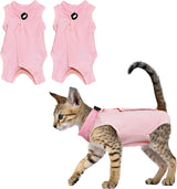 2PCS Cat Professional Recovery Suit, Anti-licking Cat Vest, Kitten Surgery Recovery Suit, Cat Recovery Suit, E-Collar Alternative for Cats, for Abdominal Wounds or Skin Diseases(M)