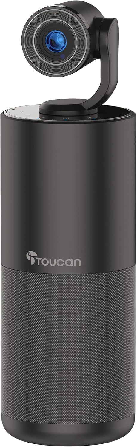 TOUCAN Connect Video Conference System HD - Camera for PC with 1440P FHD, 5W Speaker, 4 Echo Cancelling Mics - Webcam with Microphone (1 Pack).