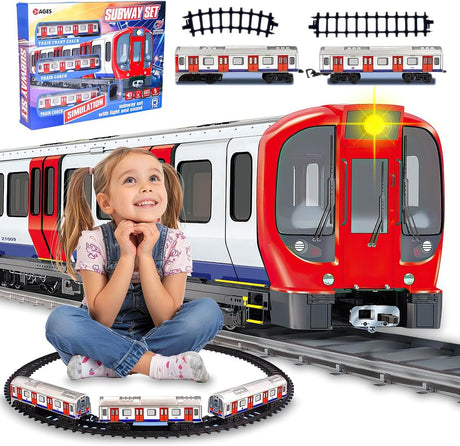 Xwin Sportseries Electric Metro Train Set for Kids Interactive Train Toy with Realistic Lights & Sounds, With Track & Traffic Signs, Inspired by London Underground, Gift For Children Ages 3+.