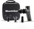 MuscleGun Carbon Go | Portable Lightweight Percussion Massage Therapy Device | 4 Massage Heads, Rechargeable 180 Minute Battery, Variable Speed Control | Travel Case Included.