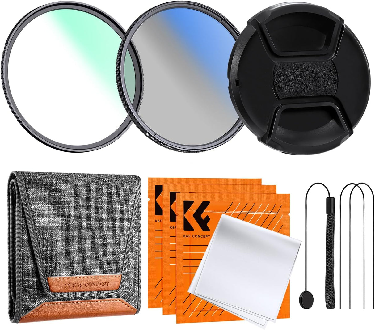 K&F Concept 52mm UV + CPL +Lens Cap + 3 Cleaning Cloths, Filter Set Ultraviolet Polarizing Cover Kit with Lens Filter Pouch (Nano-K Series).