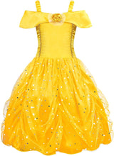 AmzBarley Princess Belle Dress up for Girls Dressing Costume Kids Cosplay Birthday Holiday Fancy Party Layered Dresses.