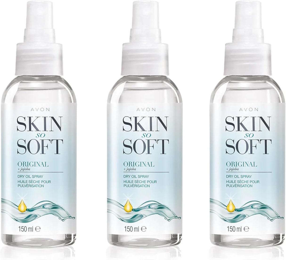 Avon Skin So Soft Dry Oil Spray 150ml | Locks in Moisture | Formulated with Jojoba Oil and Vitamin E | Quick Dry Formula | Cruelty Free,Clear.