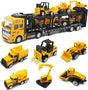 OTONOPI Car Transport Truck Toy Construction Truck Diecast Cars Play Vehicle Set Carrier Trailer Truck with Mini Crane Excavator Digger Dumper Tractor for Kids Pack of 7.