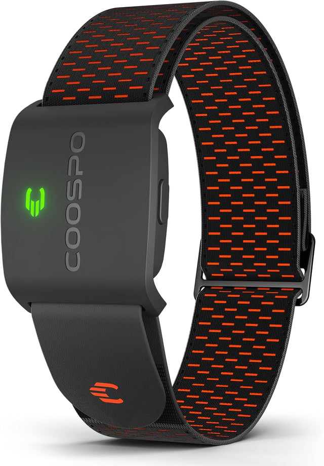 COOSPO HW9 Heart Rate Monitor Armband,ANT+ and Dual Bluetooth5.0 HRM,Optical Heart Rate Monitor with HR Zone,IP67 Waterproof HR Sensor Compatible with Peloton Strava Zwift DDP Yoga.