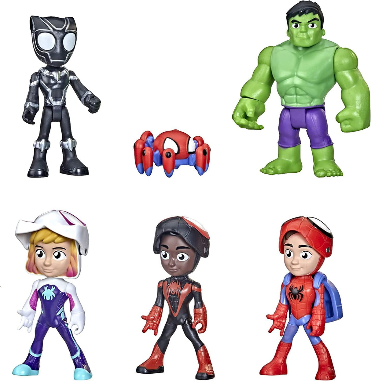 Hasbro Marvel F1486FF2 Marvel Spidey and His Amazing Friends Hero Reveal Multipack with Mask-Flip Feature, 10 cm Action Figure Toys, Kids 3 and Up, Black Amazon Exclusive.