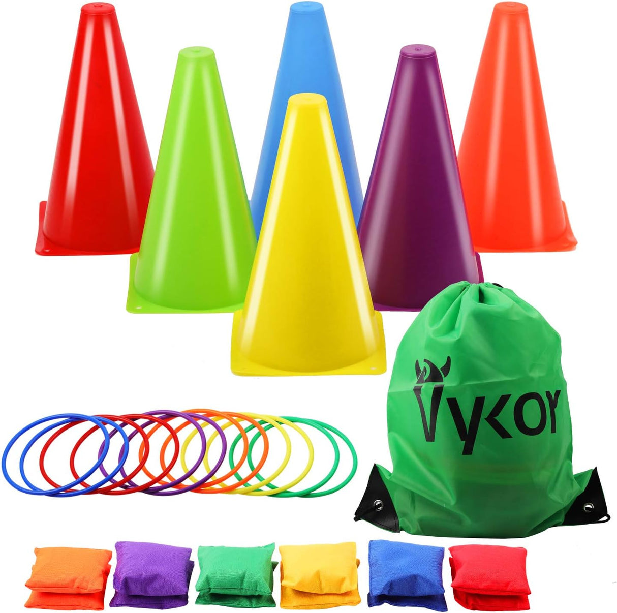 Vykor Cones Toss Bag Rings Bean Bag for Throwing Game Kids Play Equipment Set, Outdoor Garden Party Carnival Sports Day Toys Games for Kids Children & Adult.