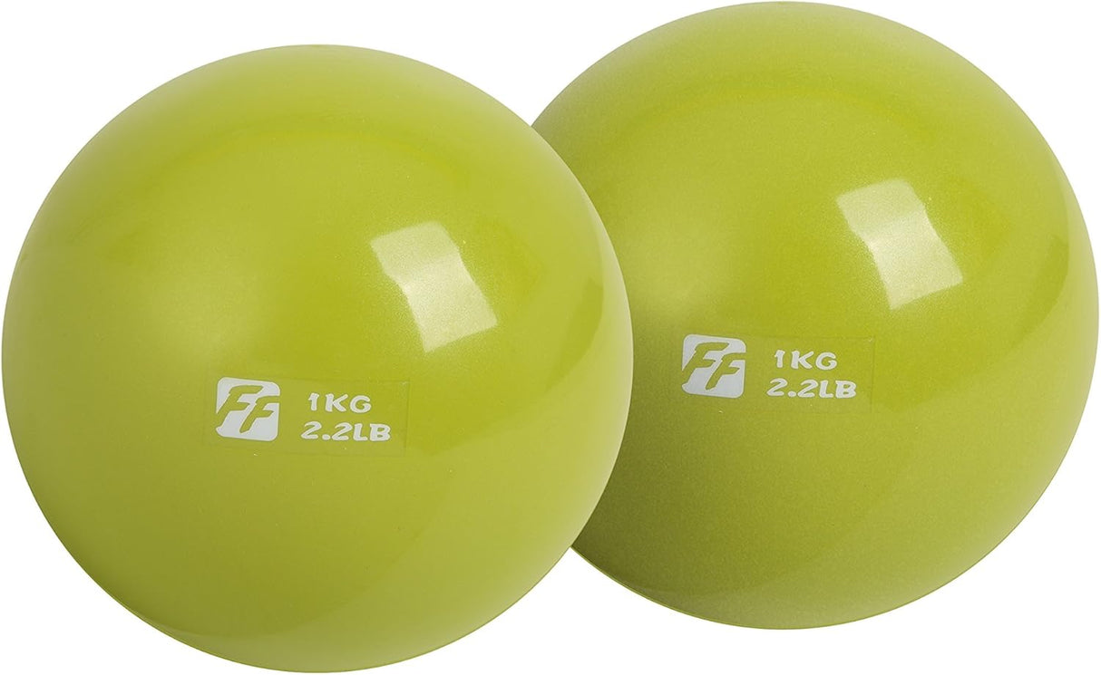 FunctionalFitness Weighted Soft Pilates Yoga Toning Ball Pair - 2 x 1.0kg.