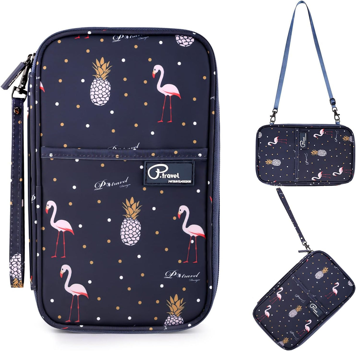 Dizdvizd Travel Passport Wallet, RFID Blocking Family Passport Holder Document Organizer - Flamingo.