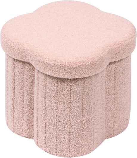 Bonlife Pink Ottoman Storage Box,Folding Storage Seat Box,Small Footstool For Living Room,Kid's Toy Chest Box,Teddy Flower Shape,32x32x32cm.