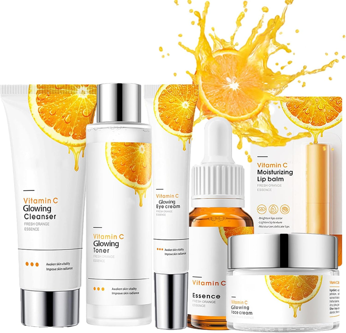 Gift Set Vitamin C Skin Care Sets & Kits - Skin Care for Teenage Girls Skincare Set - Womens Gift Sets Includes Cleanser- Serum-Eye Serum-Toner-Cream-Lip Balm-Sleeping Mask - VC Skincare Set (11PCS).