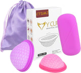 ‎CTDMJ Menstrual Disc Set of 2 (S & L) with Storage Bag, Flat-fit Cup, Reusable, Medical-Grade Silicone, Soft Period Disc, Feminine Hygiene & Care, Menstrual Cups,Tampon, Pad Alternative(Purple).