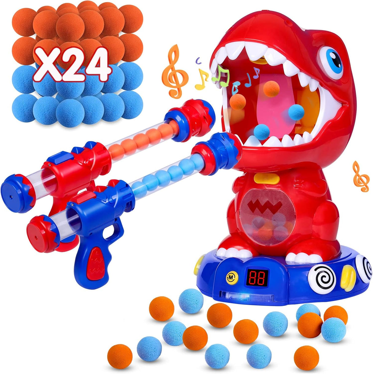 NATTHSWE Moving Dinosaur Shooting Game, Shooting Games for Kids 2 Air Toy Gun 20 Foam Balls with Sound Score Recorder for 6 7 8 9 +Age Boys Girls Toy Children's Birthday Gift.