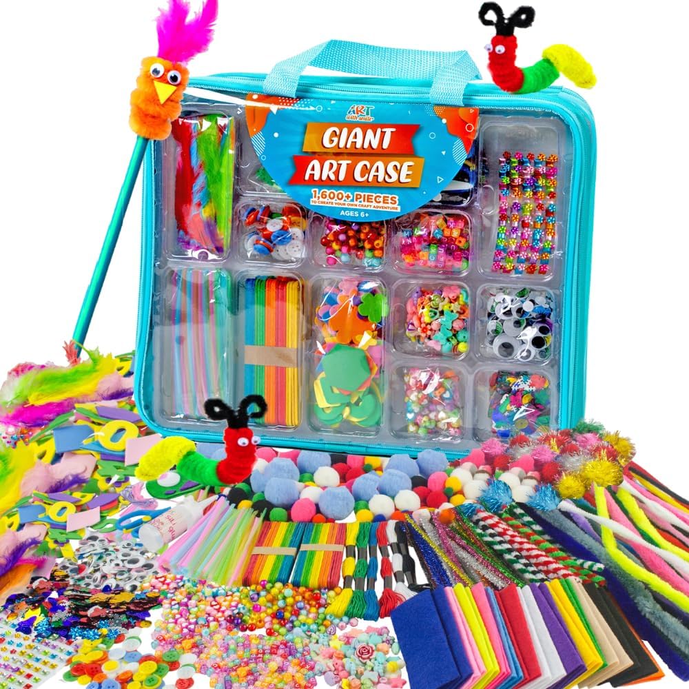 Arts and Crafts Supplies for Kids - 1600+Pcs Craft Kits for Kids - DIY School Craft Project for Kids Age 4 5 6 7 8-12 Gifts for Girls and Boys Crafts for Girls Ages 8-12 Arts Activities.