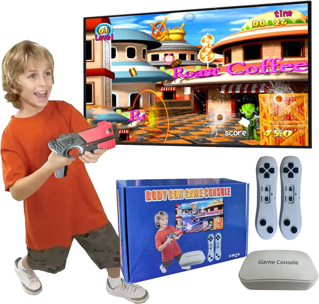 Damcoola Game Console with 900+ Games, Handheld Retro Video Game Console for Kids& Adults, Game System with AR Gun Game,2 Game Controller, TV Plug& Play, Xmas Birthday Toy Gift for Boys& Girls Age 3 +.