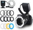 Macro Led Ring Flash Light with 48leds, Emiral - Camera light, LCD Display, Camera lighting, Adapter Rings and Flash Diffuser for Nikon Canon and Other DSLR Cameras (8 adapters).