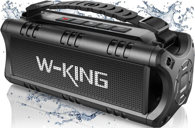 W-KING Bluetooth Speaker, 30W Portable Wireless Loud Speakers, IPX6 Waterproof Outdoor Speaker, 24H Playtime, EQ, AUX, TF Card, USB Playback, Powerful Speaker for Home, Party, Camping.