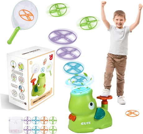 Veopoko Outdoor Toys for Kids Toys Age 3-8, Flying Disc Launcher Toy Garden Toys for 2-6 Year old Girls Boys Flying Saucer Toy Gifts for 3-10 Year Old Boy Girls Autism Toy Flying Toys.