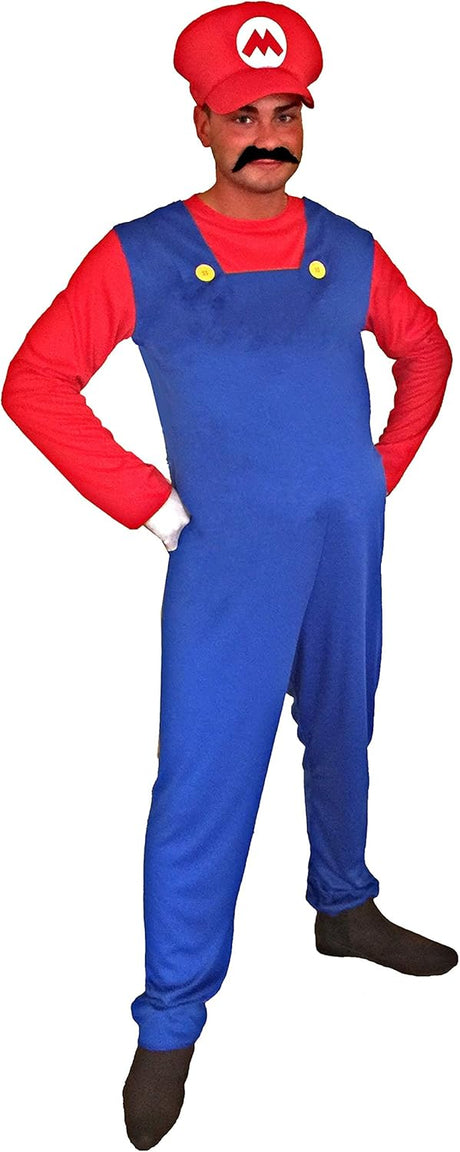 New Adult Men Super Mario Luigi Bros Plumber Brothers Fancy Dress Outfit Costume.