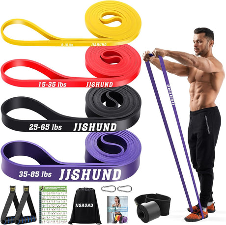 Resistance Bands Set, 4 Levels Exercise Bands Pull Up Bands for Men Women, Pull Up Assistance Bands for Strength Training, Pilates, Yoga, Muscle Toning, Body Stretching.