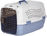 Amazon Basics Hard-Sided Cat Carrier, Two-Door Top-Load Pet Dog/Cat Travel Box Carrier, Blue, 58 L x 38 W x 33 H cm.