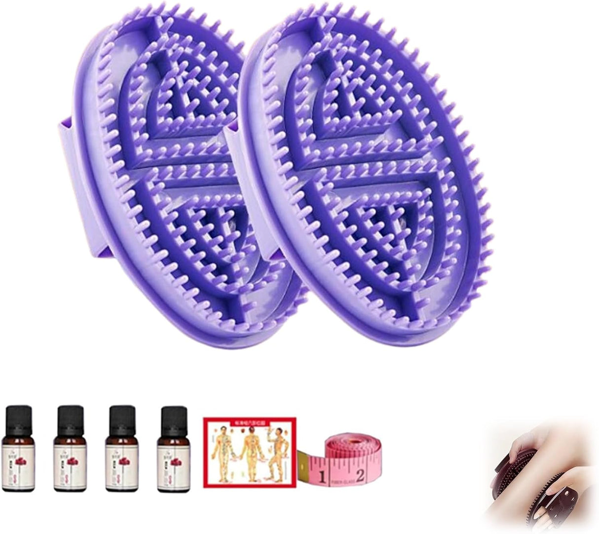 Meridian Brush Massage Brush, Beauty Salon Professional Custom Meridian Brush, Meridian Brush Massage Body Brush,Meridian Massage Brush,Full Body Relaxation Comb (2pcs+1pcsessential Oil,White).