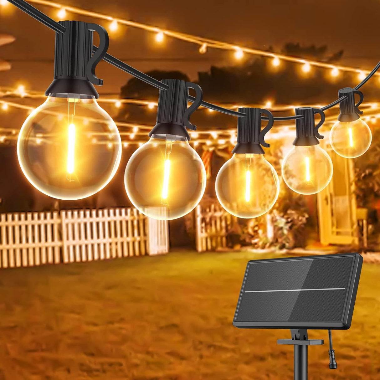 GLUROO Outdoor LED String Lights Mains Powered 45.7M/150FT,Garden Festoon Lights with 75+2 G40 Plastic Bulbs,Waterproof Connectable Hanging Lights for Patio,Porch,Christmas Party.