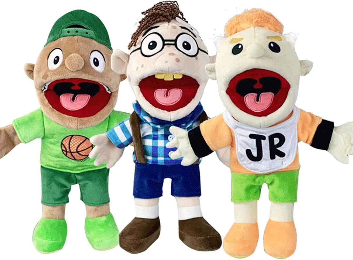 3PCS Set Jeffy Puppet Plush Toy Doll, Jeffy Hand Puppet, Soft Plush Toy for Boys and Girls, Funny Puppets Toy, for Kid's Birthday Christmas Halloween Party.