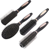 Pack of 4 Hair Brush Set Anti Static Massage Oval Comb Round Hair Brush Vent Hair Brush Detangling Brush Paddle Brush for Women Men Kid All Wet or Dry Hair's Detangle, Massage, Add Shine