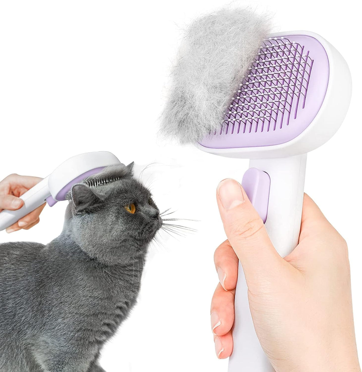 aumuca Cat Brush with Release Button, Cat Grooming Brush for Long or Short Haired Cats, Cat Hair Brush for Shedding Cat Comb for Pets Removing Loose Fur and Massage