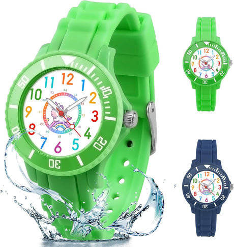 Ayybboo Kids Watch,50M Waterproof,Easy to Read Children's Watch with Light,Children Analogue Quartz Watch for Boys,Girls and Teenagers,for Ages 6-15.