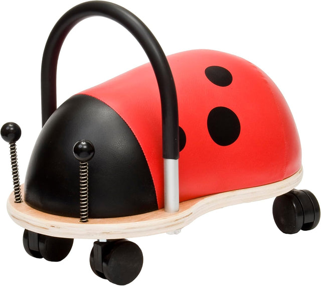 Wheelybug Toddler Wooden Ride-On, Multi-Directional Castor Wheels, Safety Certified Developmental Toy for Outdoor/ Indoor Fun, Small (1 - 3 Years), Ladybird.