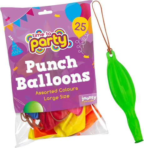 jaunty partyware 25 Large Punch Balloons for Kids Ideal Party Bag Fillers for Kids | 12" Premium Quality | Punch Balloons for Party Bags Fillers for Kids | Punch Balloon Kids Party Bag Fillers.