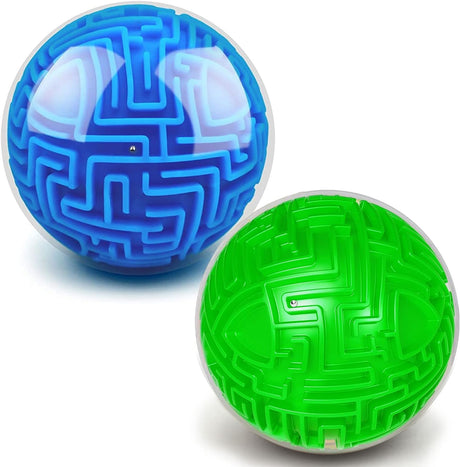 Puzzle Toy 3D Magic Ball Brain Teasers Toy Intelligence Game Gifts for Kids Adults - Hard Challenges Game Tiny Maze Cube Balls (blue).