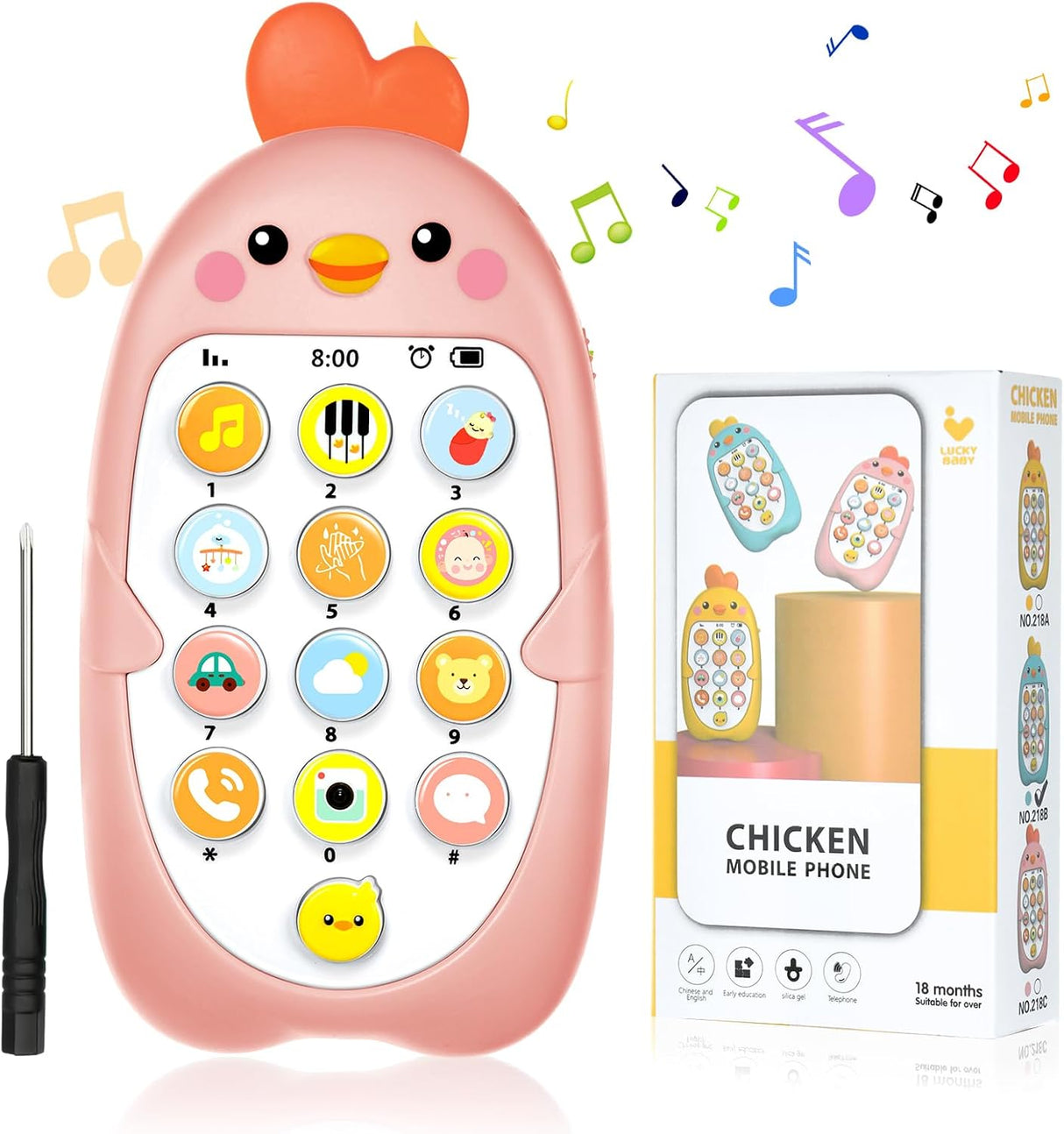 Aolso Baby Mobile Phone Toy, Kids Mobile Phone Soft and Safe Baby Toy Phone, Electronic Speaking Learning Musical Smartphone Toy Sound Toy, Baby Girl Boy Gifts (Unicorn-Pink).