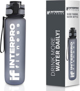 Interpro Fitness Sports Water Bottle - BPA-Free, Leakproof - Ideal For Gym, Yoga, Running - Tritan Plastic, Flip Top Lid - Stylish Design, Easy Carry, Hygienic - 1l water bottle.