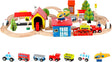 Wondertoys Wooden 69 Pcs Train Tracks Toys Railway Kits with Vehicles Building Construction Toy for kids Boys and Girls.