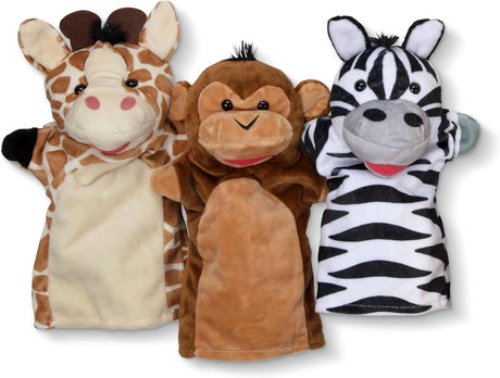 Melissa & Doug Safari Friends Hand Puppets | Puppets & Theaters | Plush Toy Hand Puppets | Soft Toy | 3+ | Gift for Boy or Girl,Multicolor,6.3 x 30.5 x 40.6 cm.